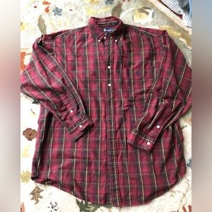 Ralph Lauren The Big Shirt Red Button Up Flannel Size L